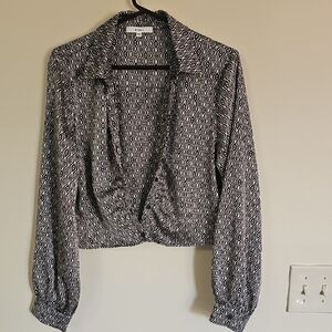 Ro & De Black and White Patterned Blouse